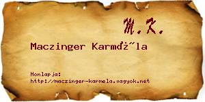 Maczinger Karméla névjegykártya